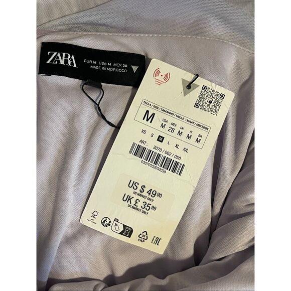 Zara Purple Pink Plunging Neckline Ombre Ruched Mini Dress Fairycore Sz M - Picture 5 of 6